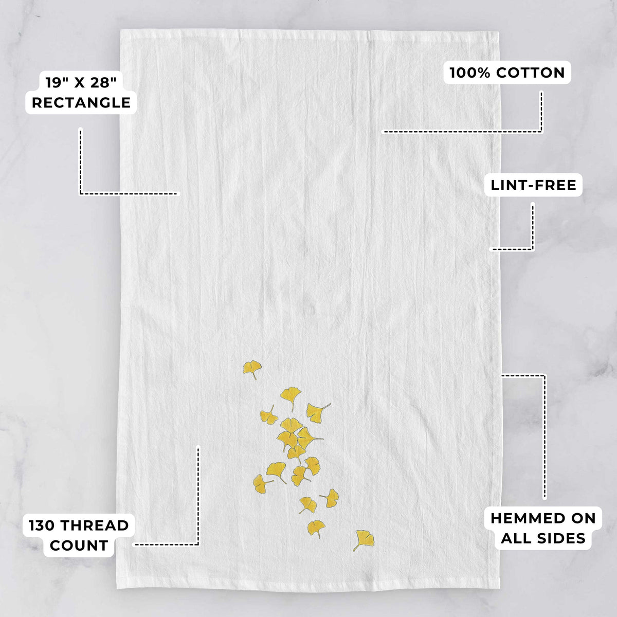 Falling Ginkgo Leaves Tea Towel