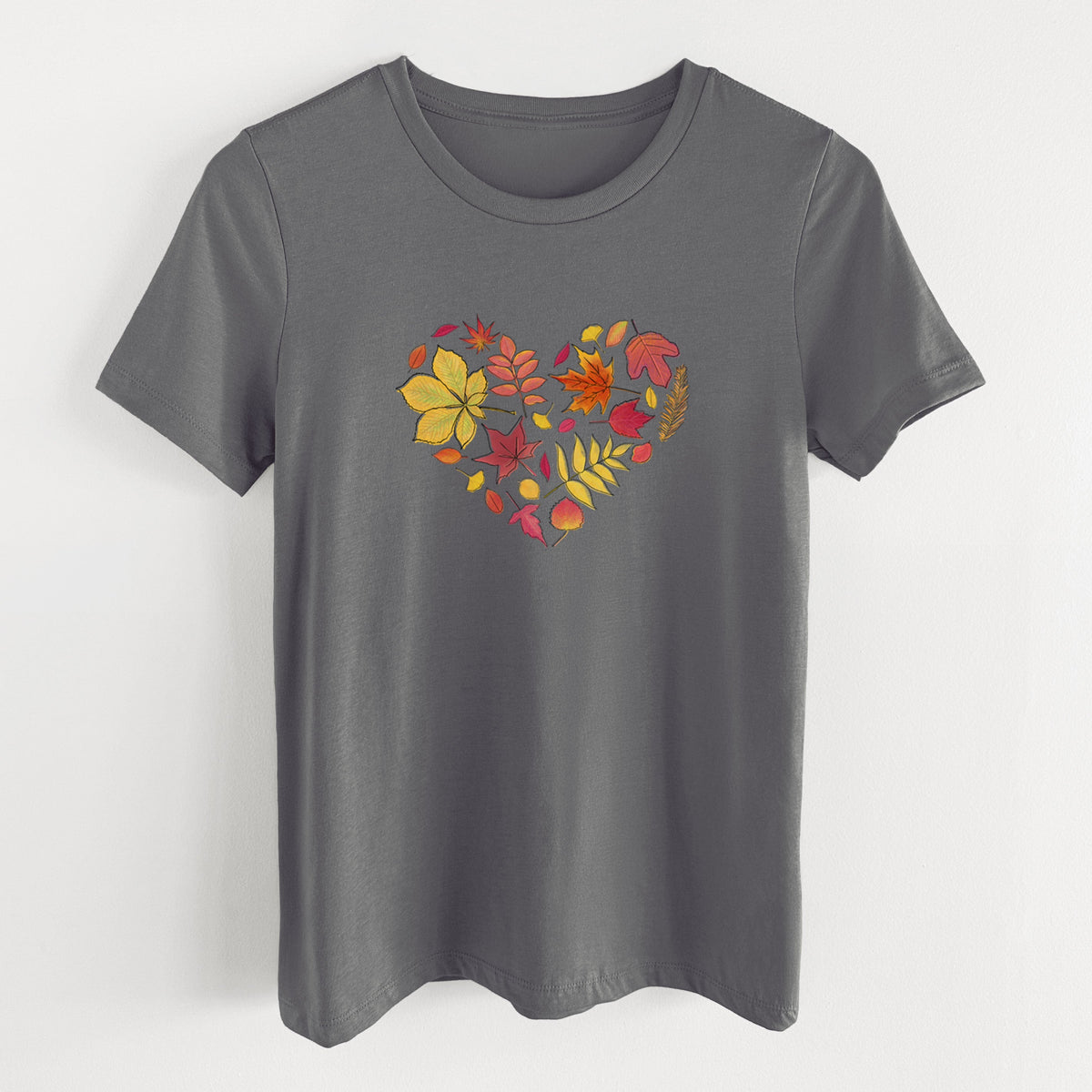 Vibrant Fall Heart - Women's Lightweight Relaxed Fit 100% Cotton Crewneck