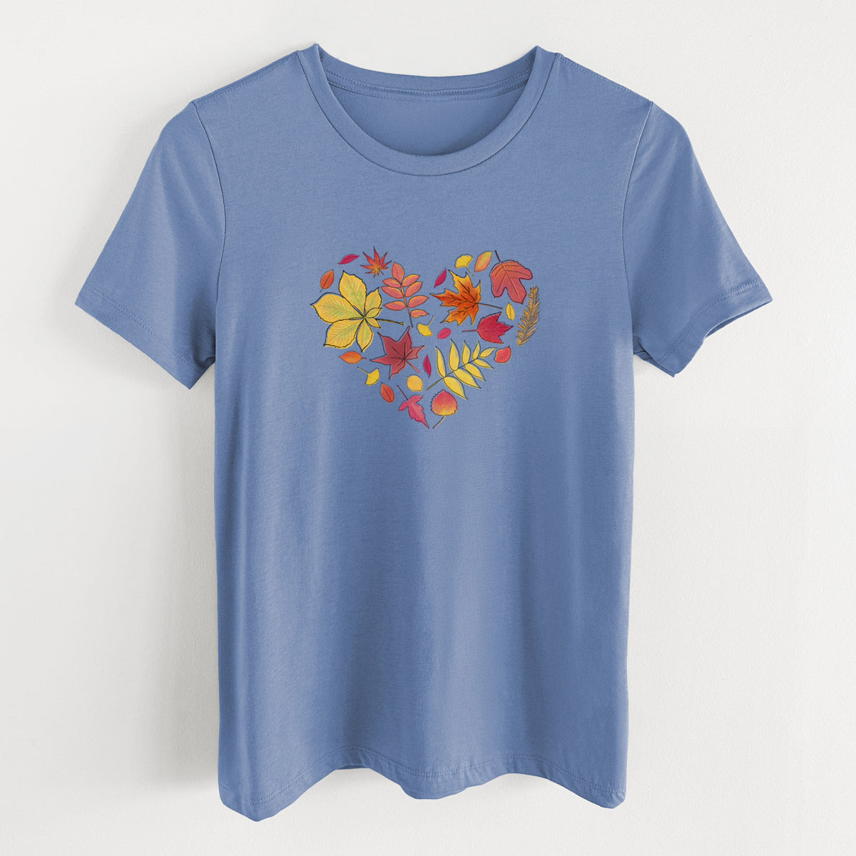 Vibrant Fall Heart - Women's Lightweight Relaxed Fit 100% Cotton Crewneck