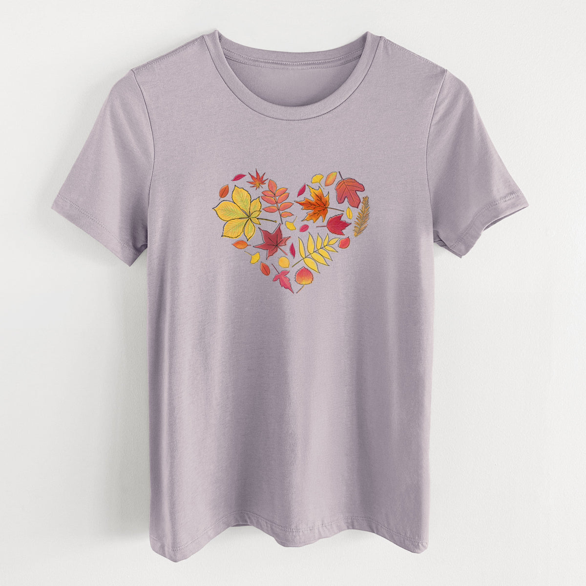 Vibrant Fall Heart - Women's Lightweight Relaxed Fit 100% Cotton Crewneck