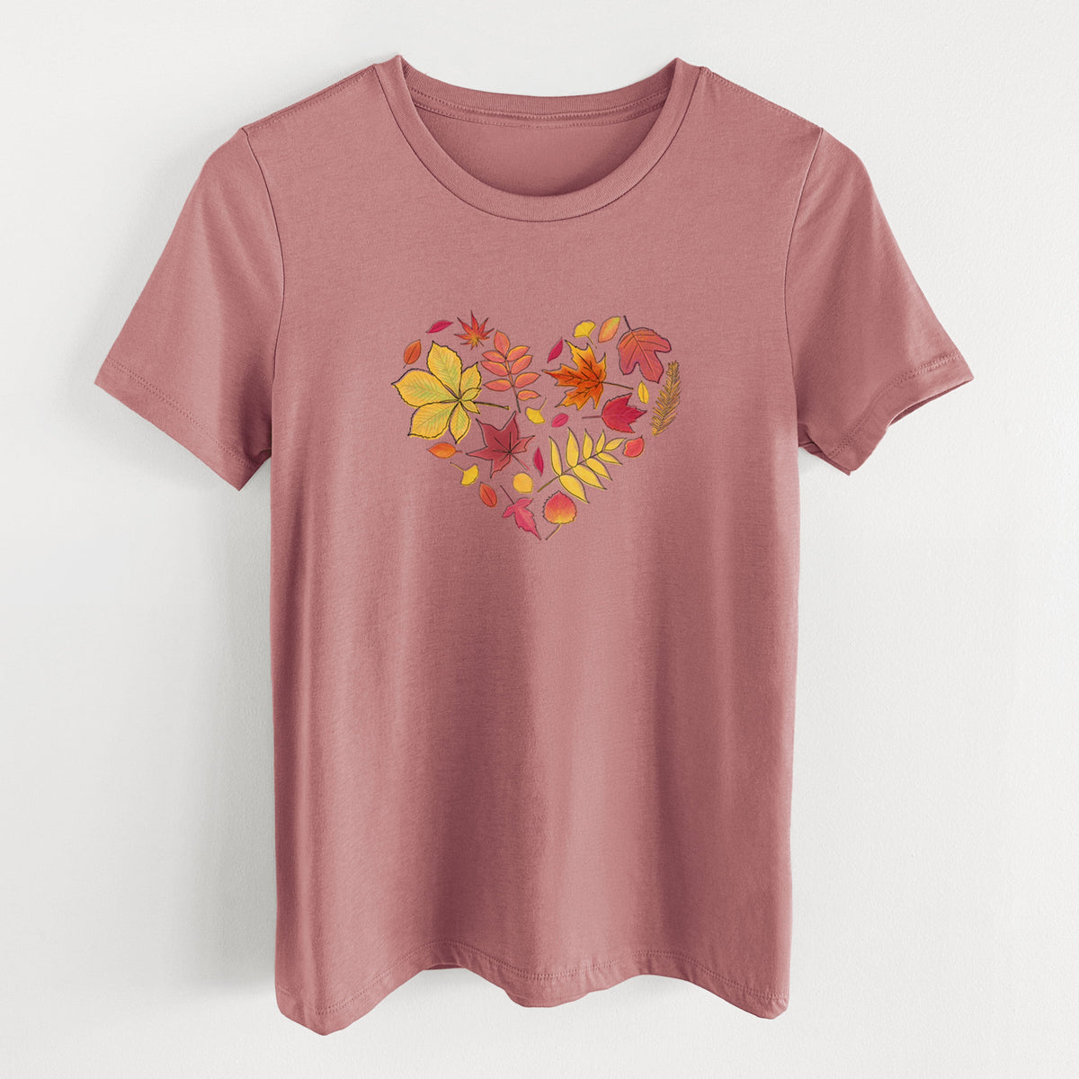 Vibrant Fall Heart - Women's Lightweight Relaxed Fit 100% Cotton Crewneck