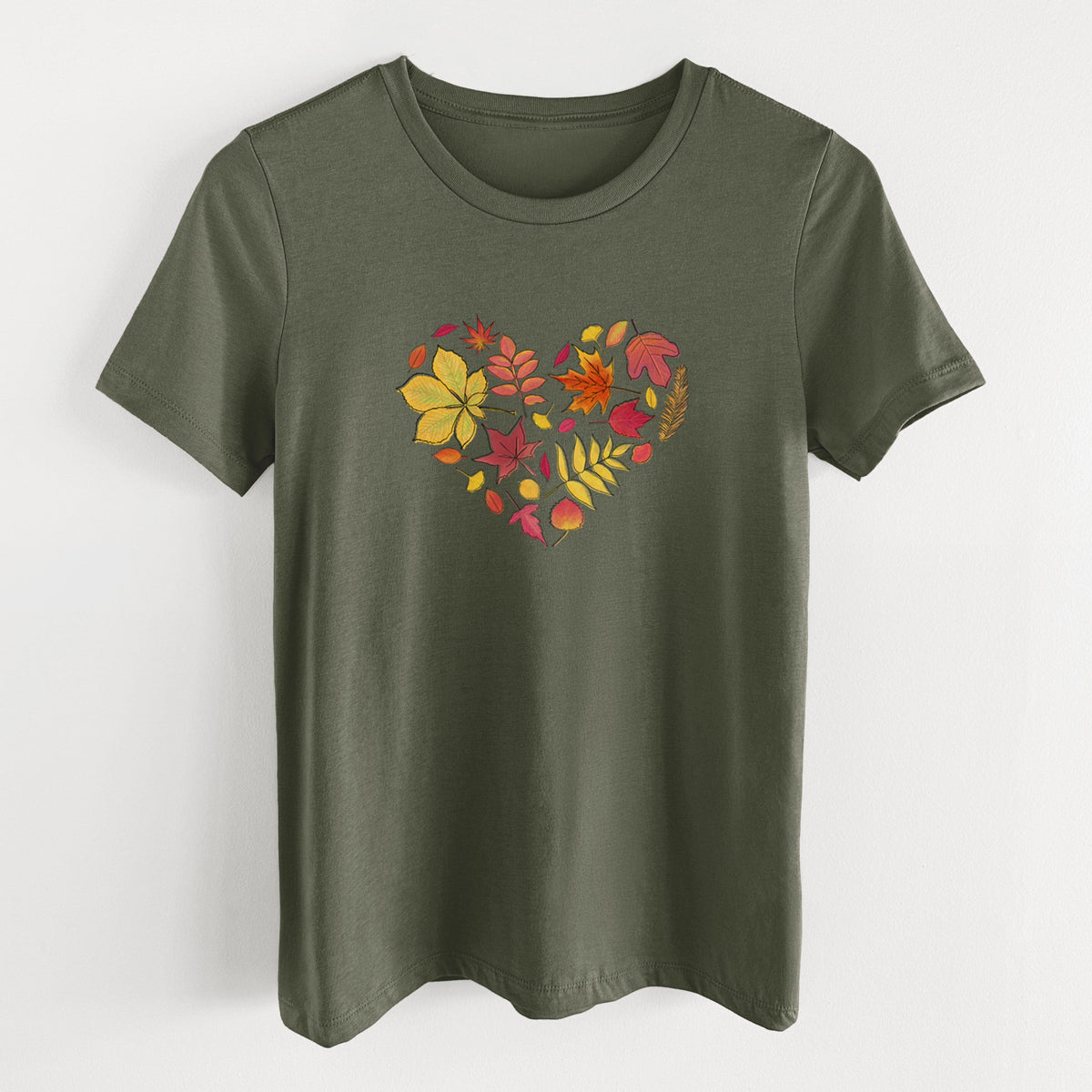 Vibrant Fall Heart - Women's Lightweight Relaxed Fit 100% Cotton Crewneck