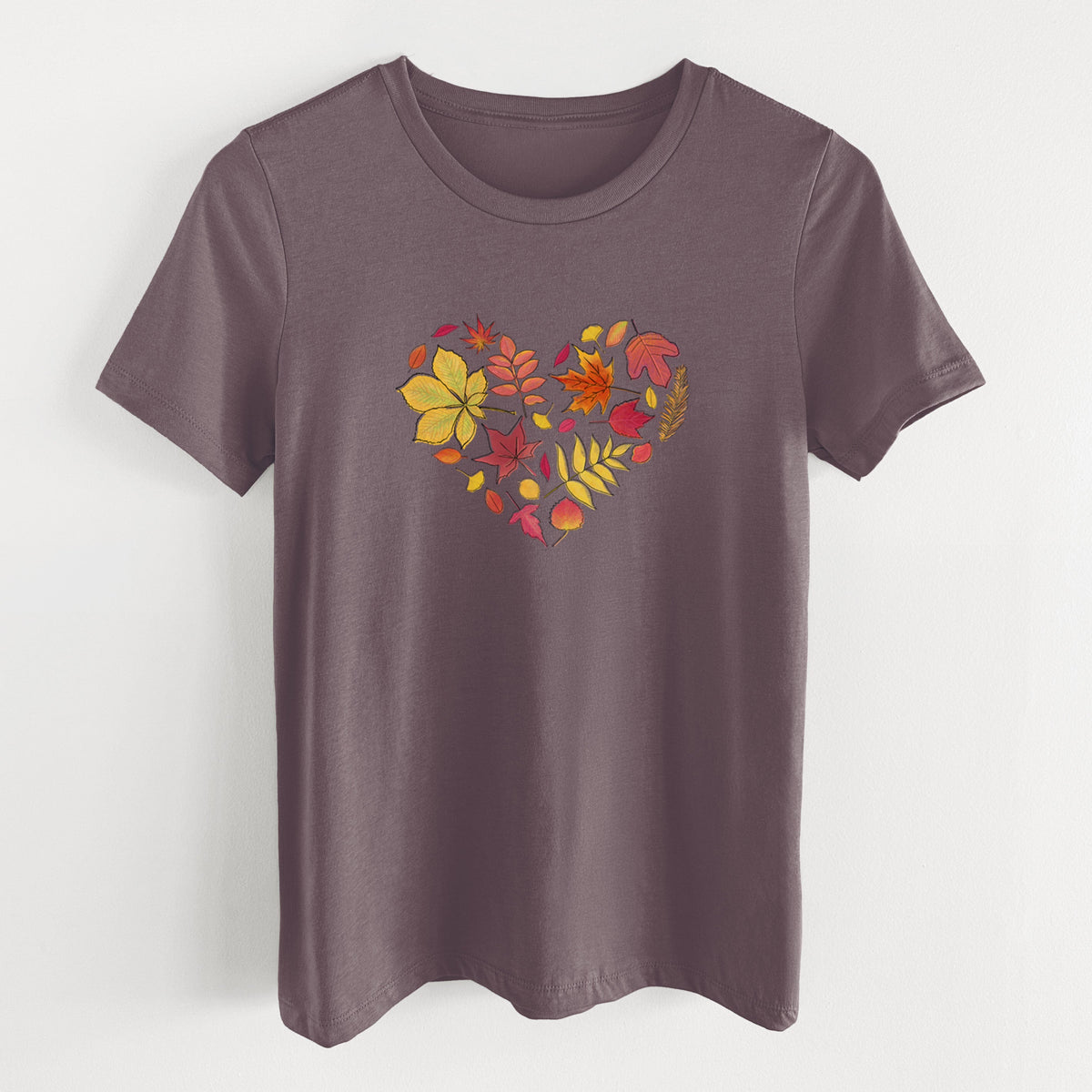Vibrant Fall Heart - Women's Lightweight Relaxed Fit 100% Cotton Crewneck
