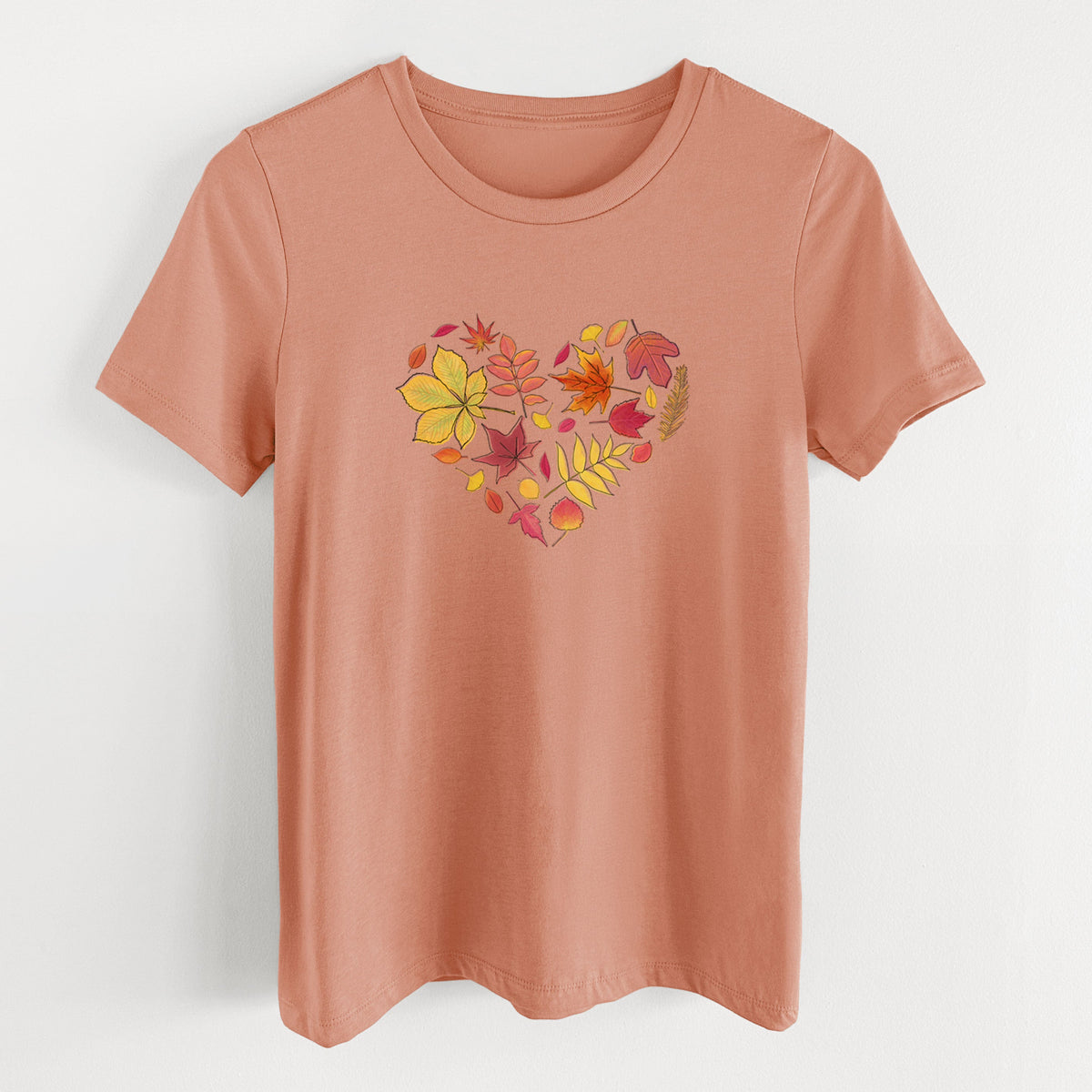 Vibrant Fall Heart - Women's Lightweight Relaxed Fit 100% Cotton Crewneck