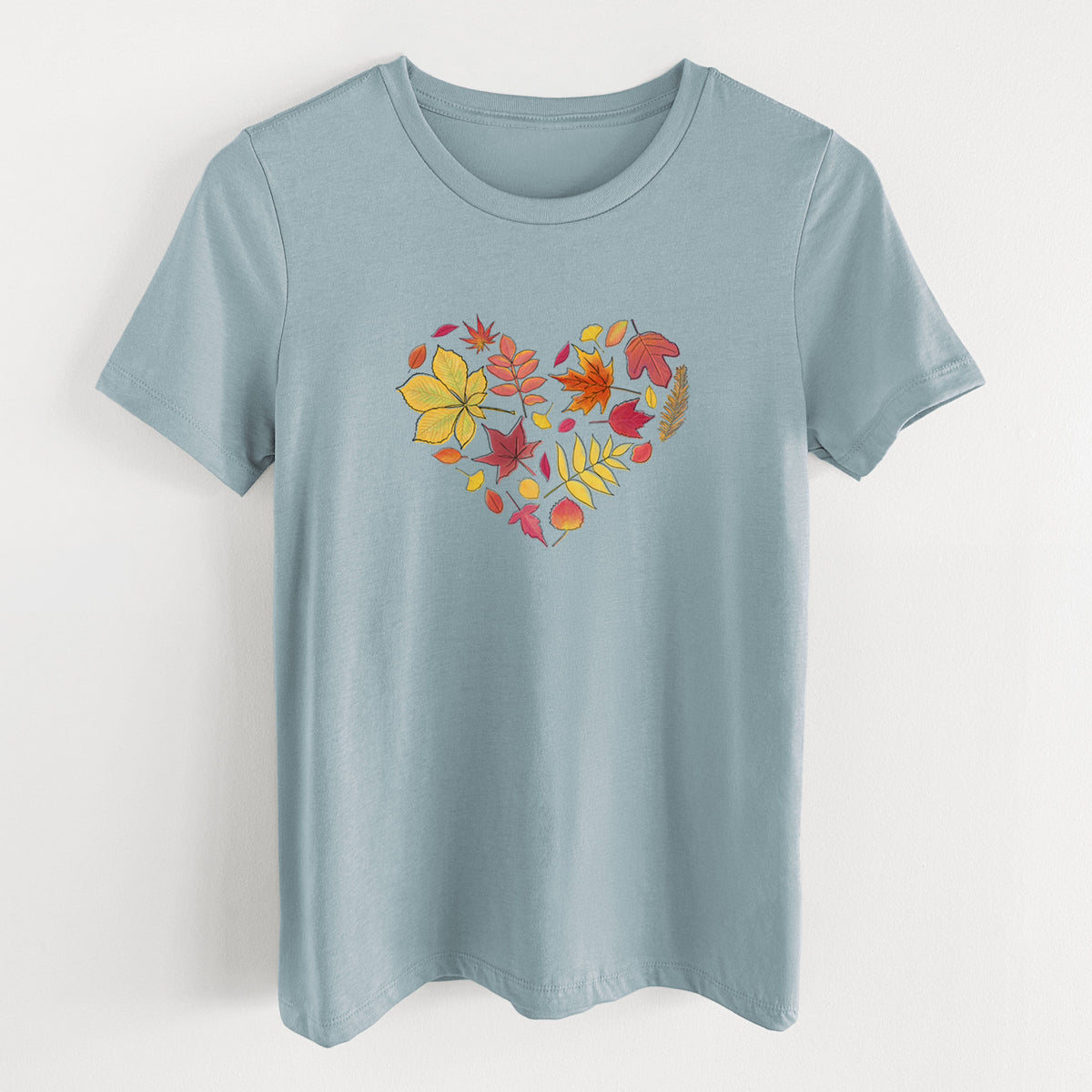 Vibrant Fall Heart - Women's Lightweight Relaxed Fit 100% Cotton Crewneck