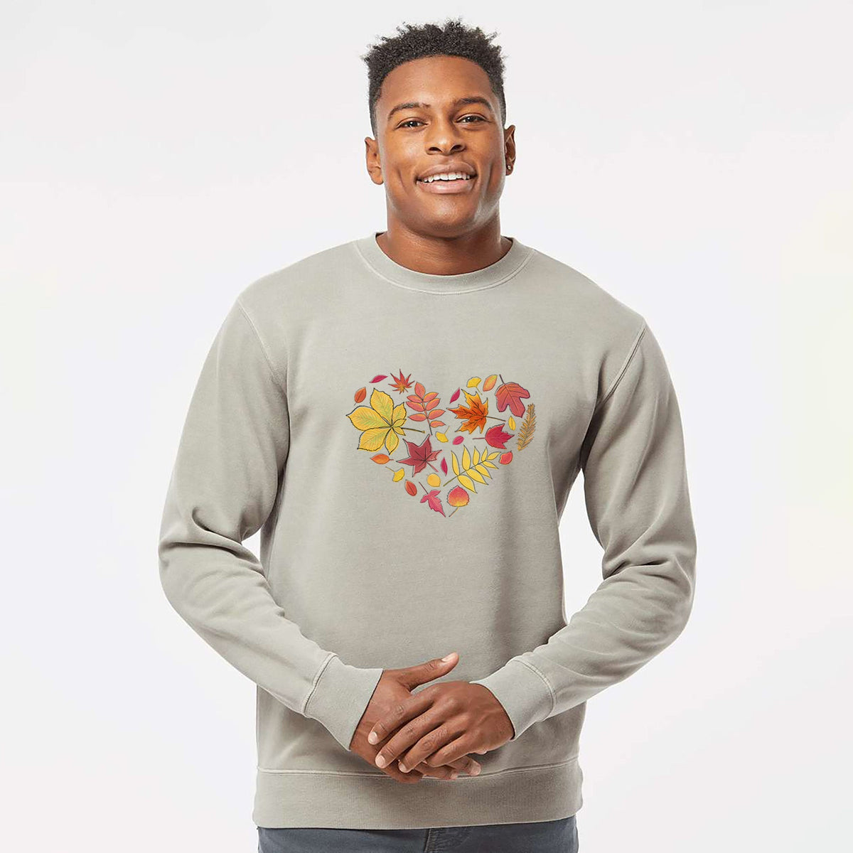 Vibrant Fall Heart - Unisex Pigment Dyed Crew Sweatshirt