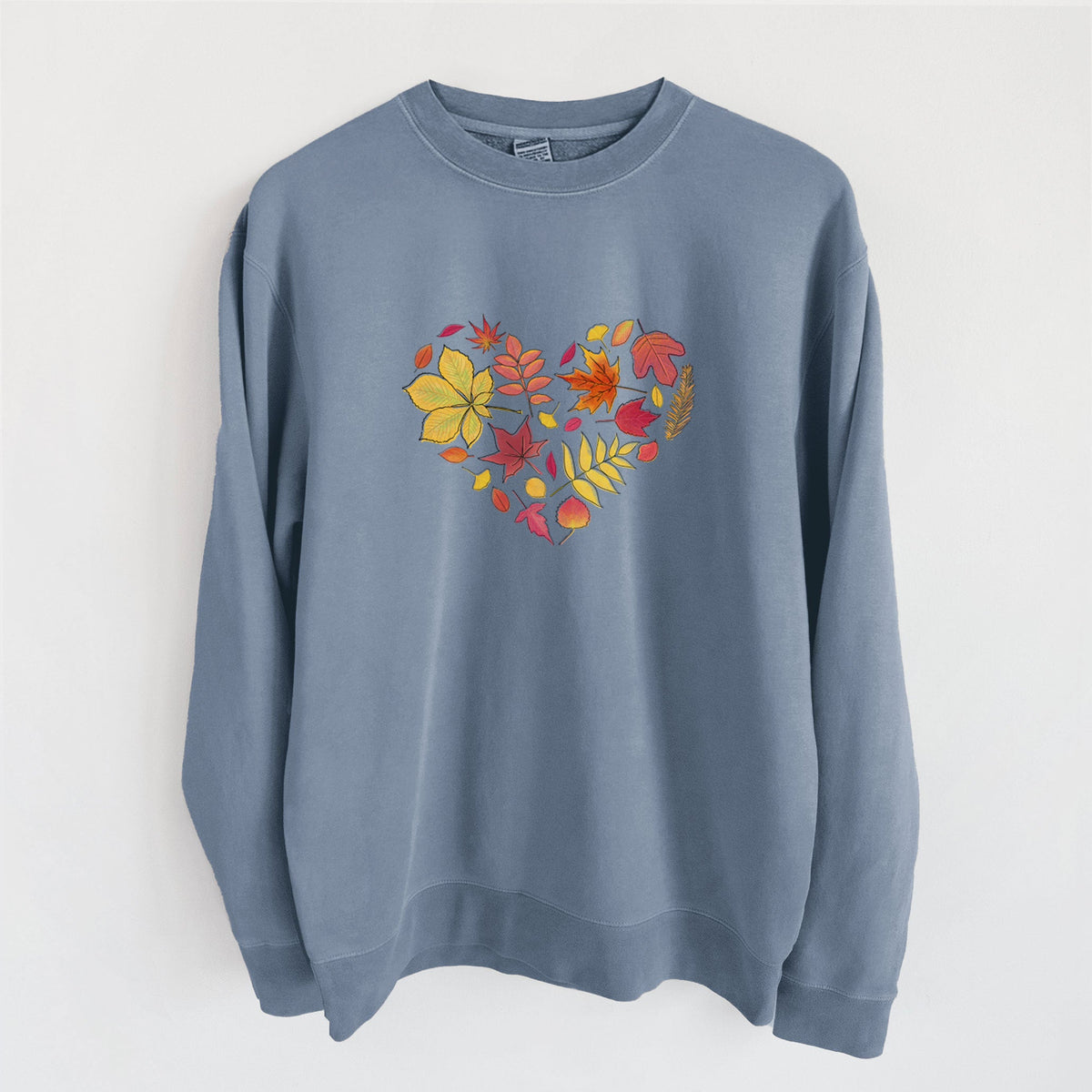 Vibrant Fall Heart - Unisex Pigment Dyed Crew Sweatshirt