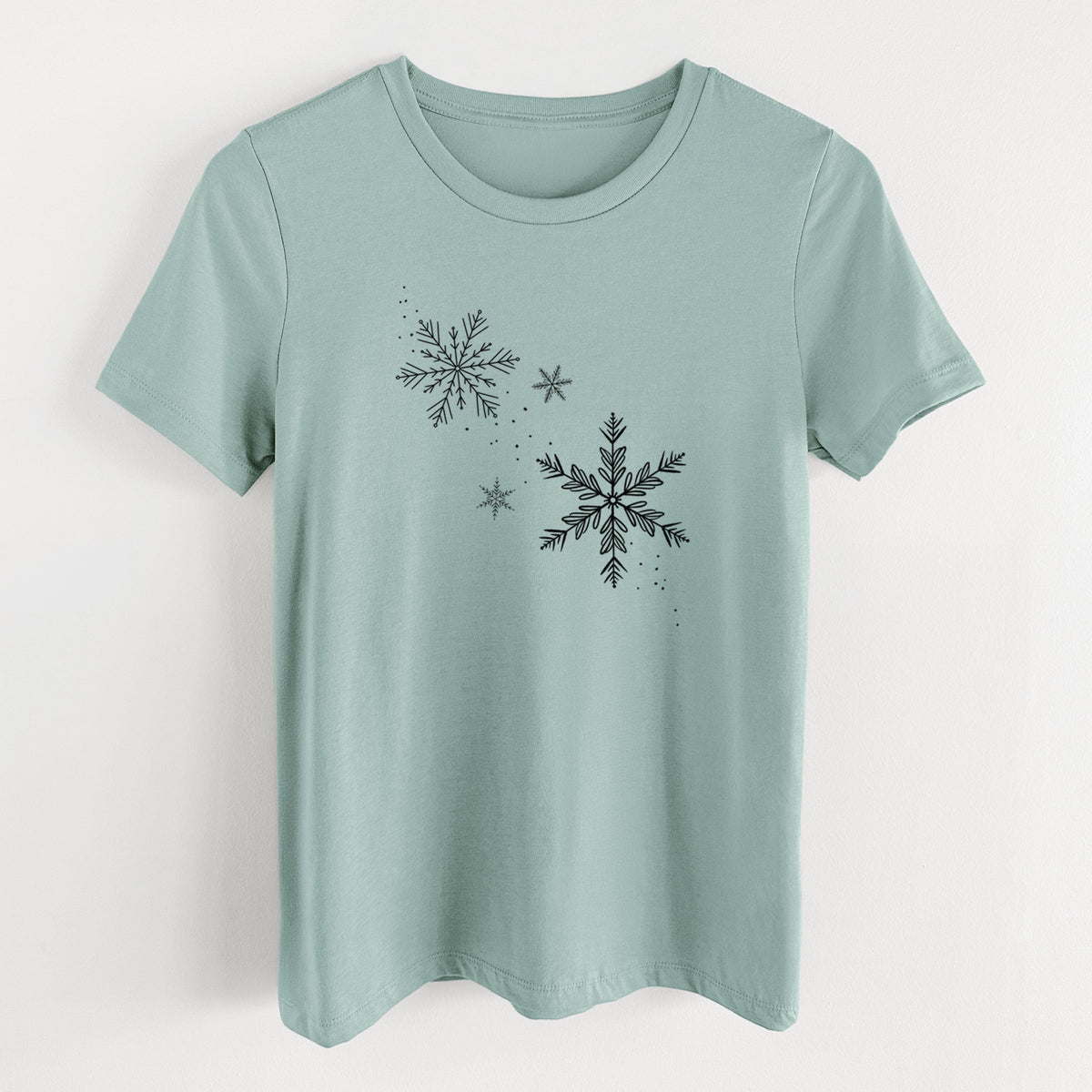 Falling Snowflakes - Women's Lightweight Relaxed Fit 100% Cotton Crewneck