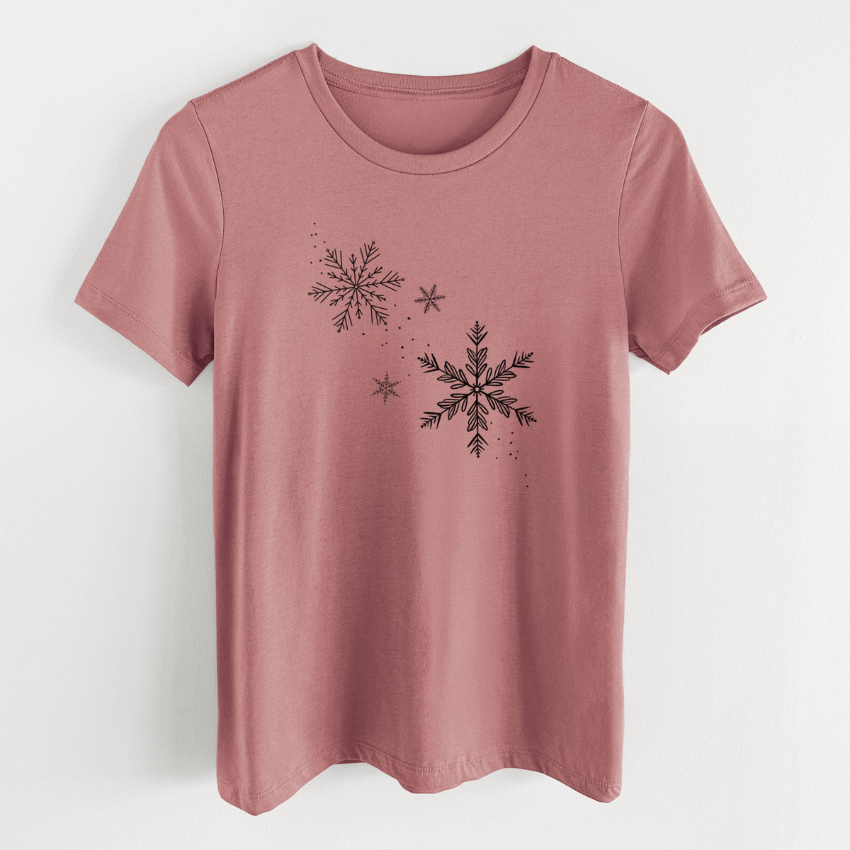 Falling Snowflakes - Women's Lightweight Relaxed Fit 100% Cotton Crewneck