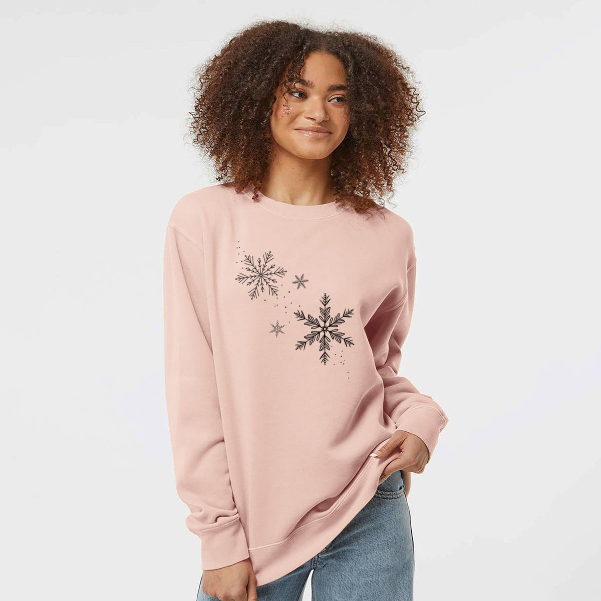 Falling Snowflakes - Unisex Pigment Dyed Crew Sweatshirt