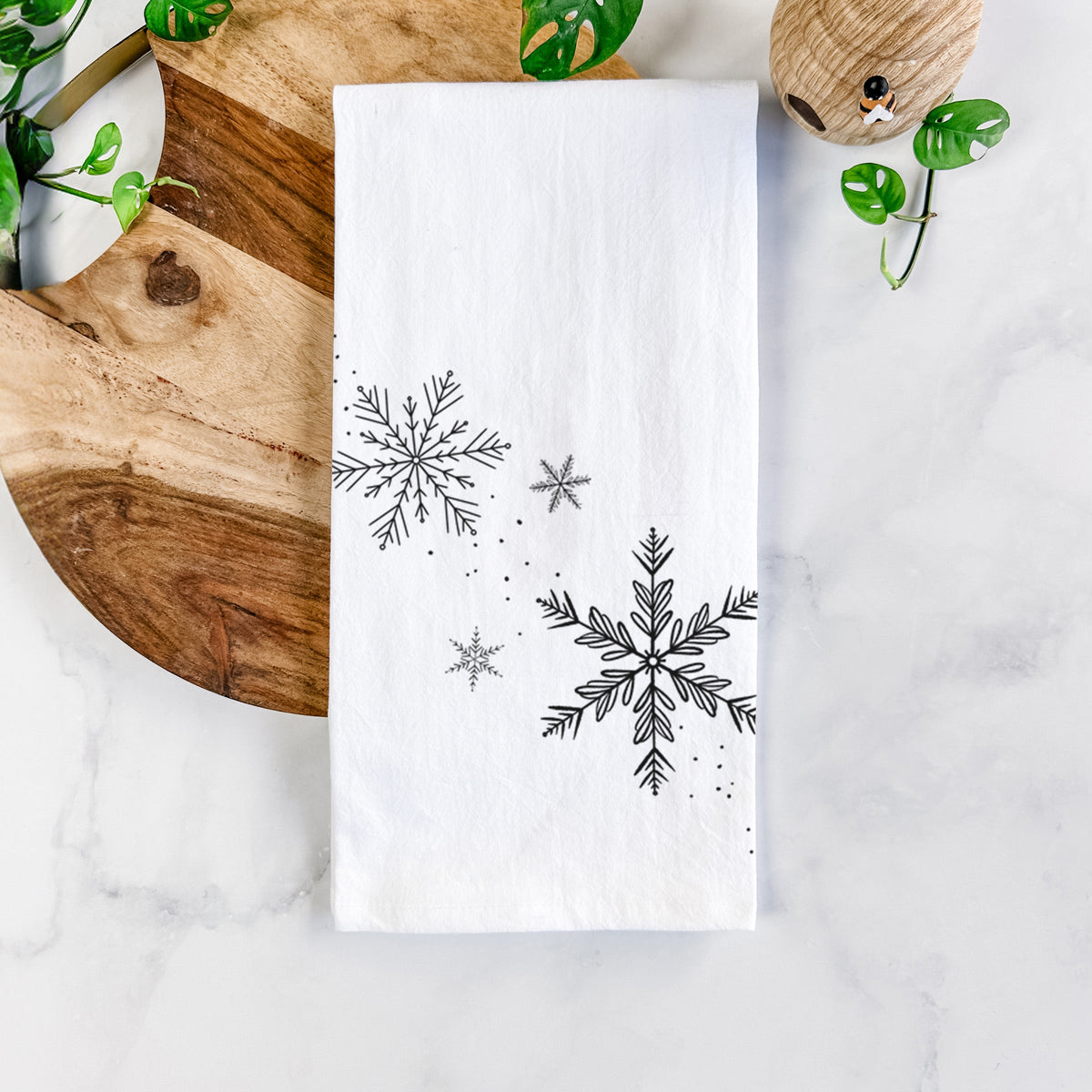 Falling Snowflakes Tea Towel