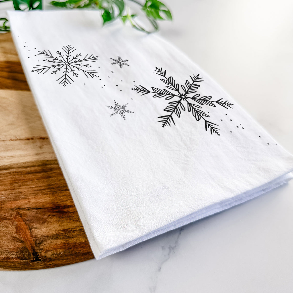 Falling Snowflakes Tea Towel