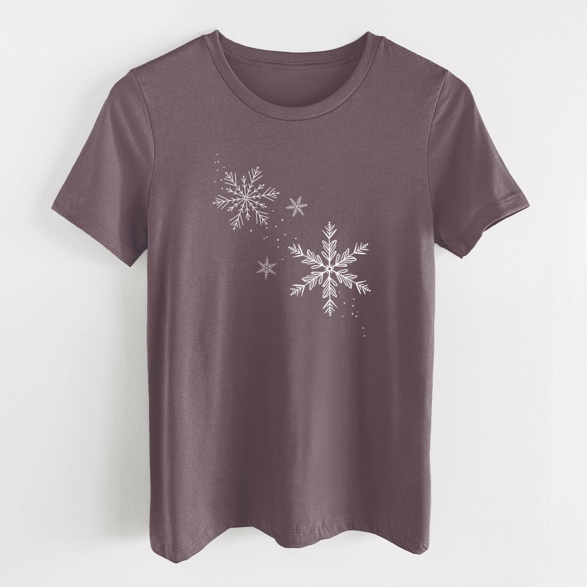 Falling Snowflakes - Women's Lightweight Relaxed Fit 100% Cotton Crewneck