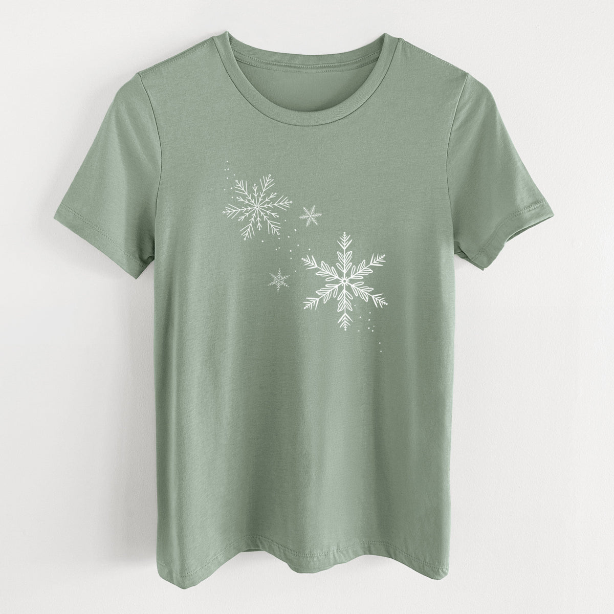 Falling Snowflakes - Women's Lightweight Relaxed Fit 100% Cotton Crewneck