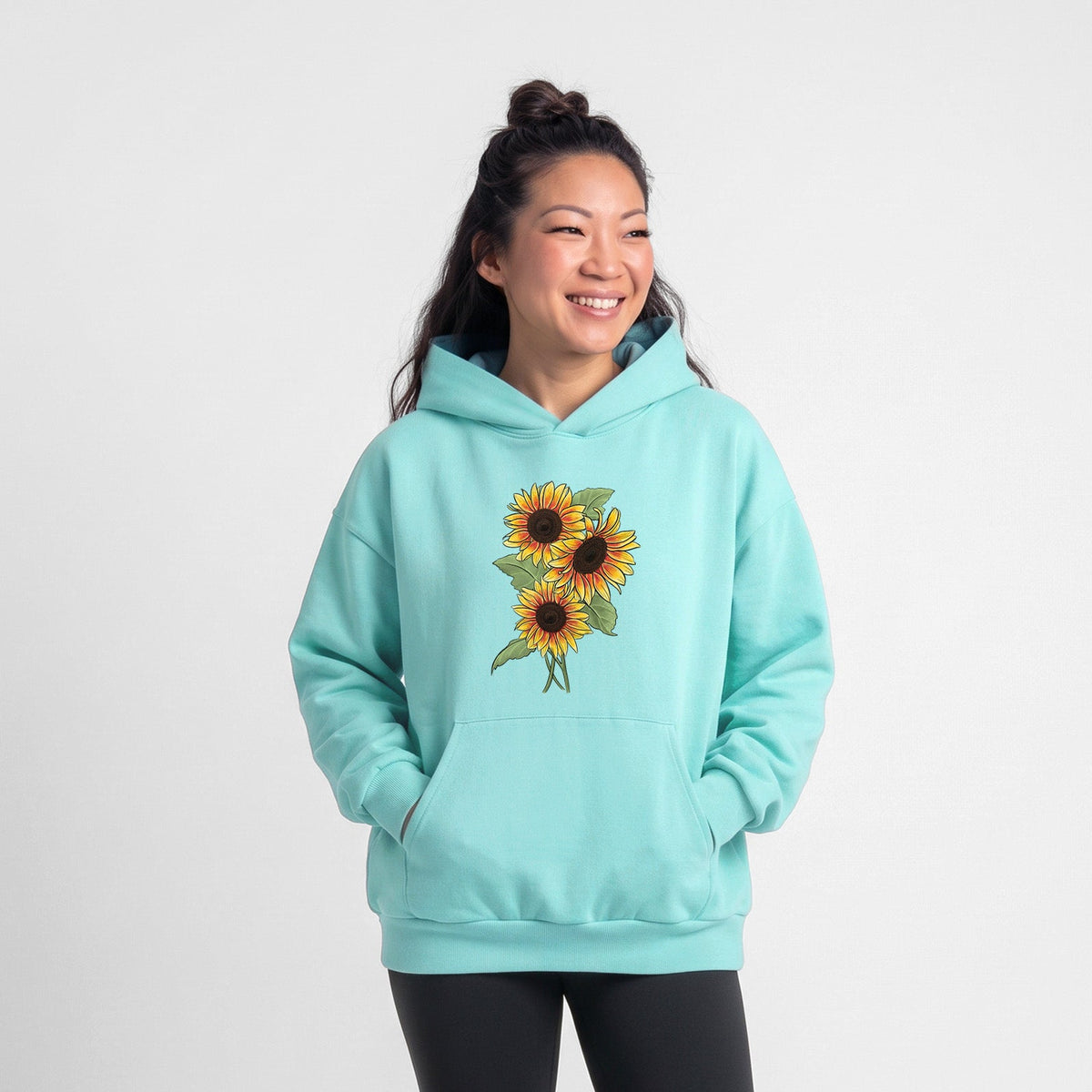 Firecracker Sunflowers - Helianthus annuus  - Statement Midweight Hoodie