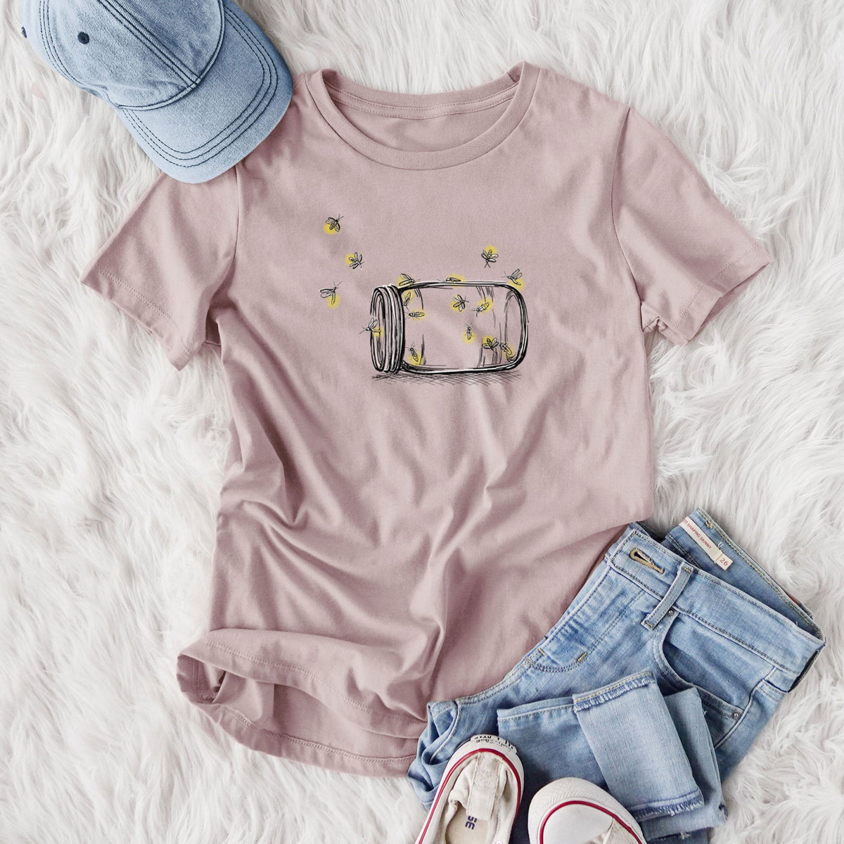 Summer Fireflies - Women's Lightweight Relaxed Fit 100% Cotton Crewneck