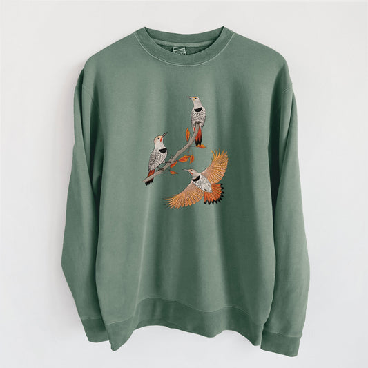 Northern Flickers (Red-shafted) - Colaptes auratus - Unisex Pigment Dyed Crew Sweatshirt