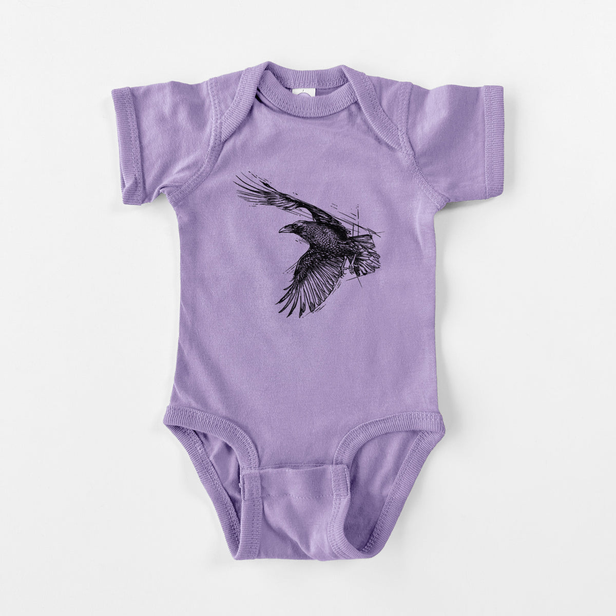 Flying Raven - Corvus corax - Baby Fine Jersey Bodysuit
