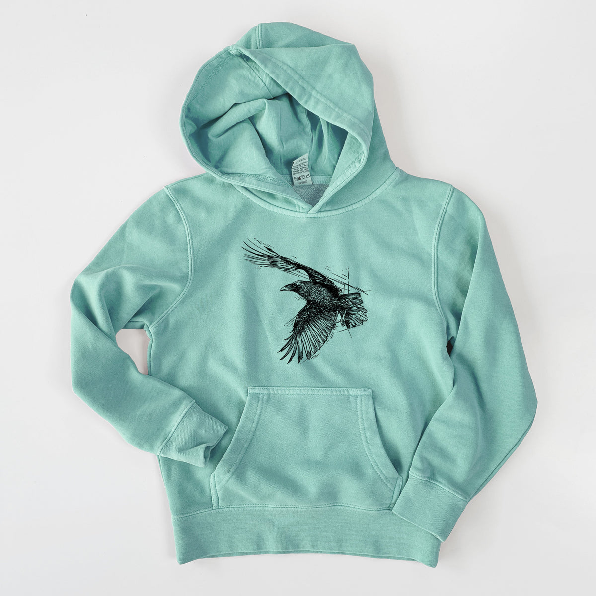 Flying Raven - Corvus corax - Youth Pigment Dyed Hoodie