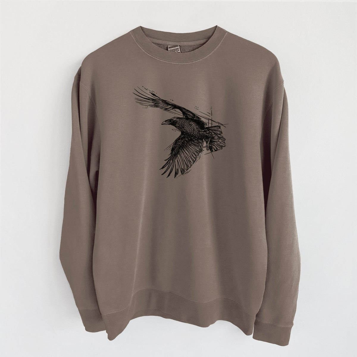 Flying Raven - Corvus corax - Unisex Pigment Dyed Crew Sweatshirt