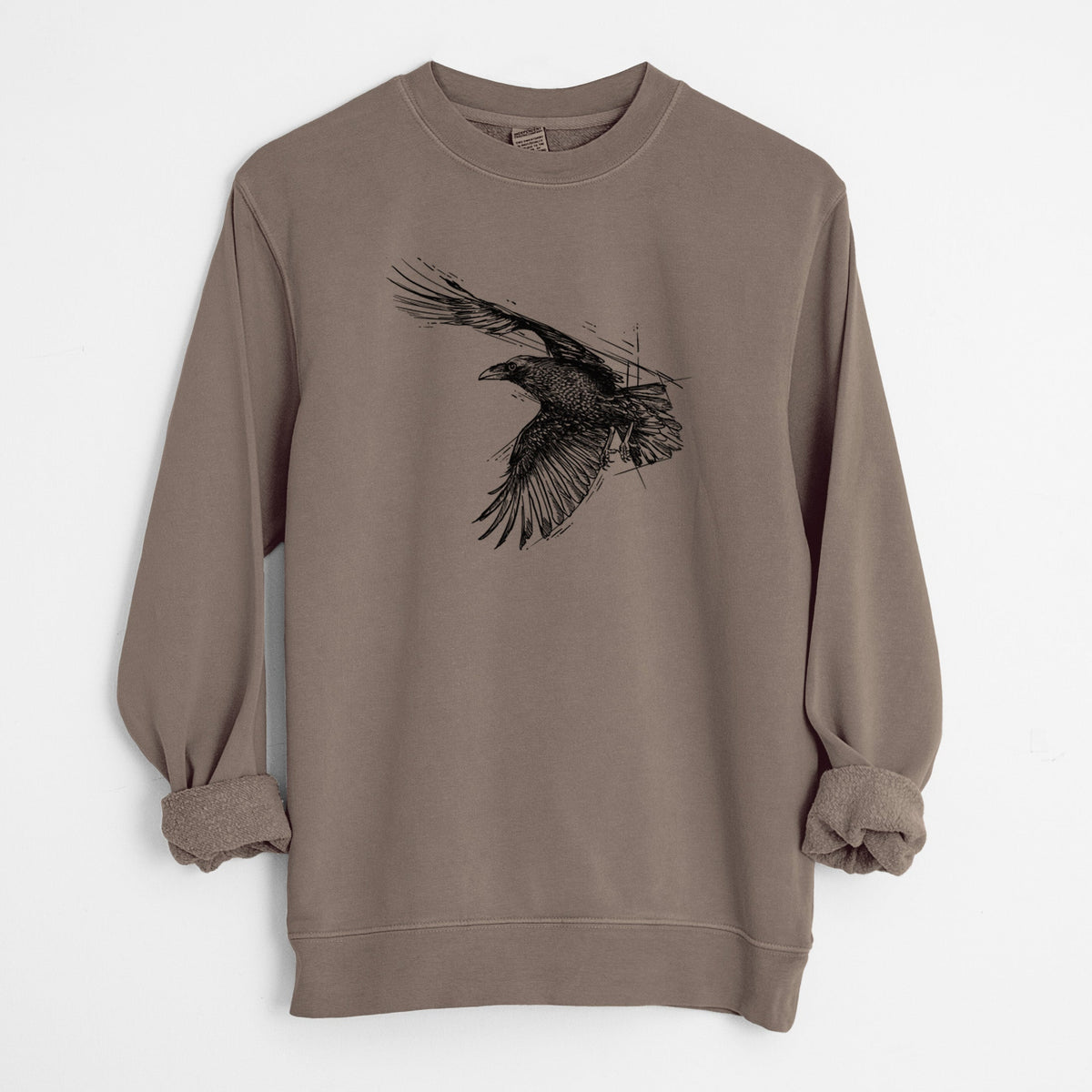 Flying Raven - Corvus corax - Unisex Pigment Dyed Crew Sweatshirt