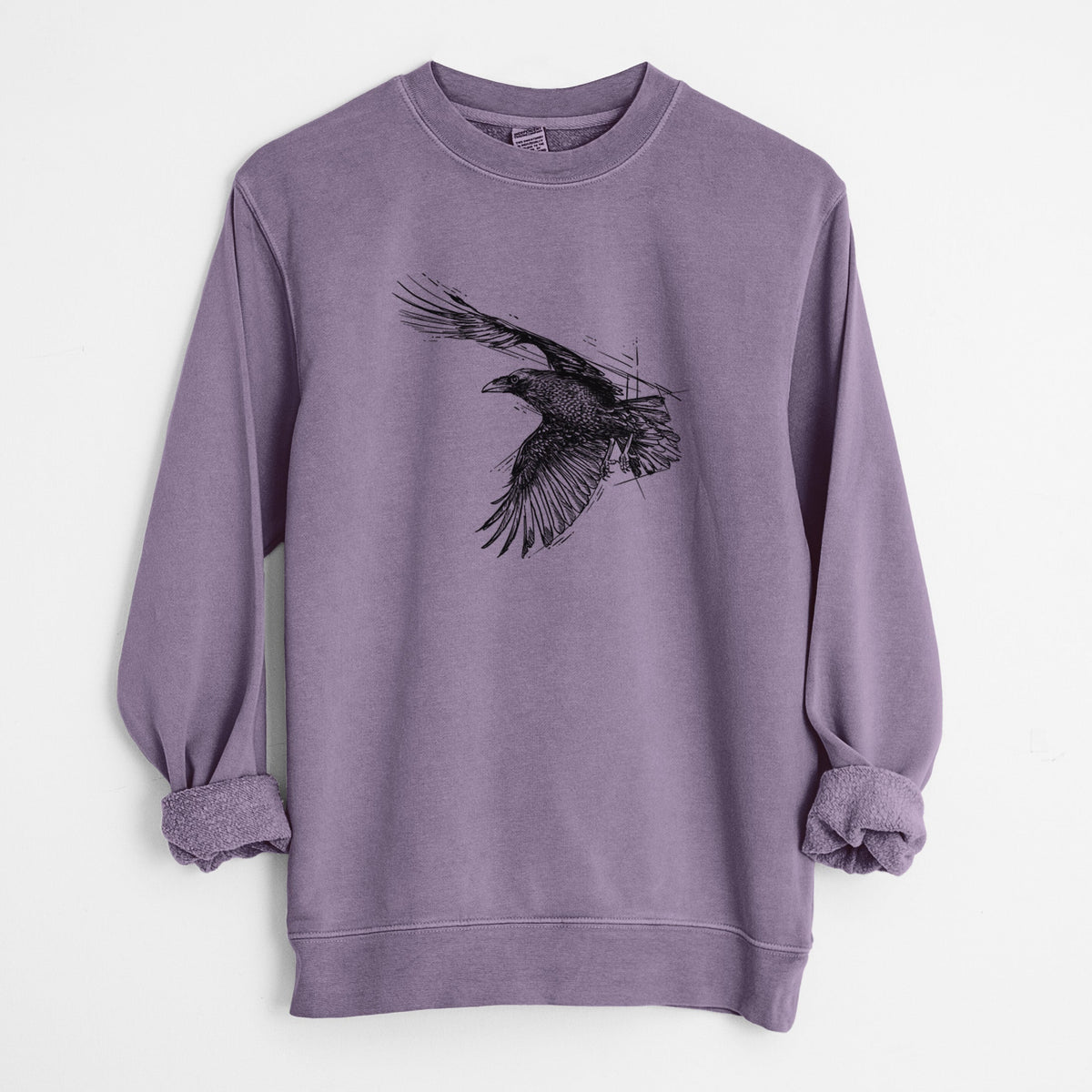 Flying Raven - Corvus corax - Unisex Pigment Dyed Crew Sweatshirt