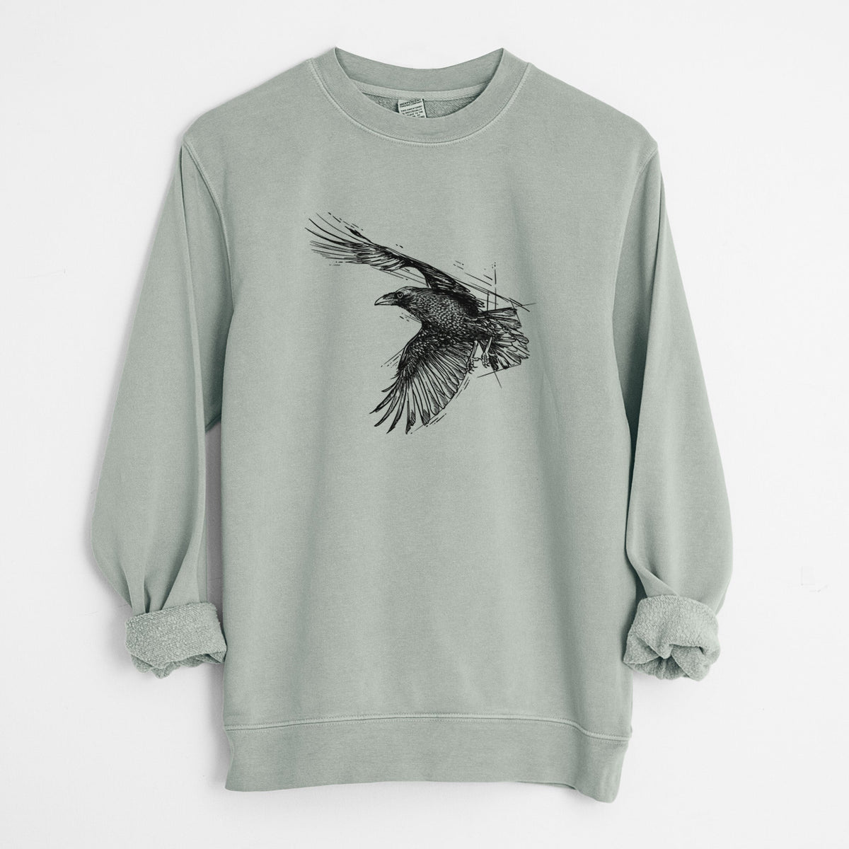Flying Raven - Corvus corax - Unisex Pigment Dyed Crew Sweatshirt