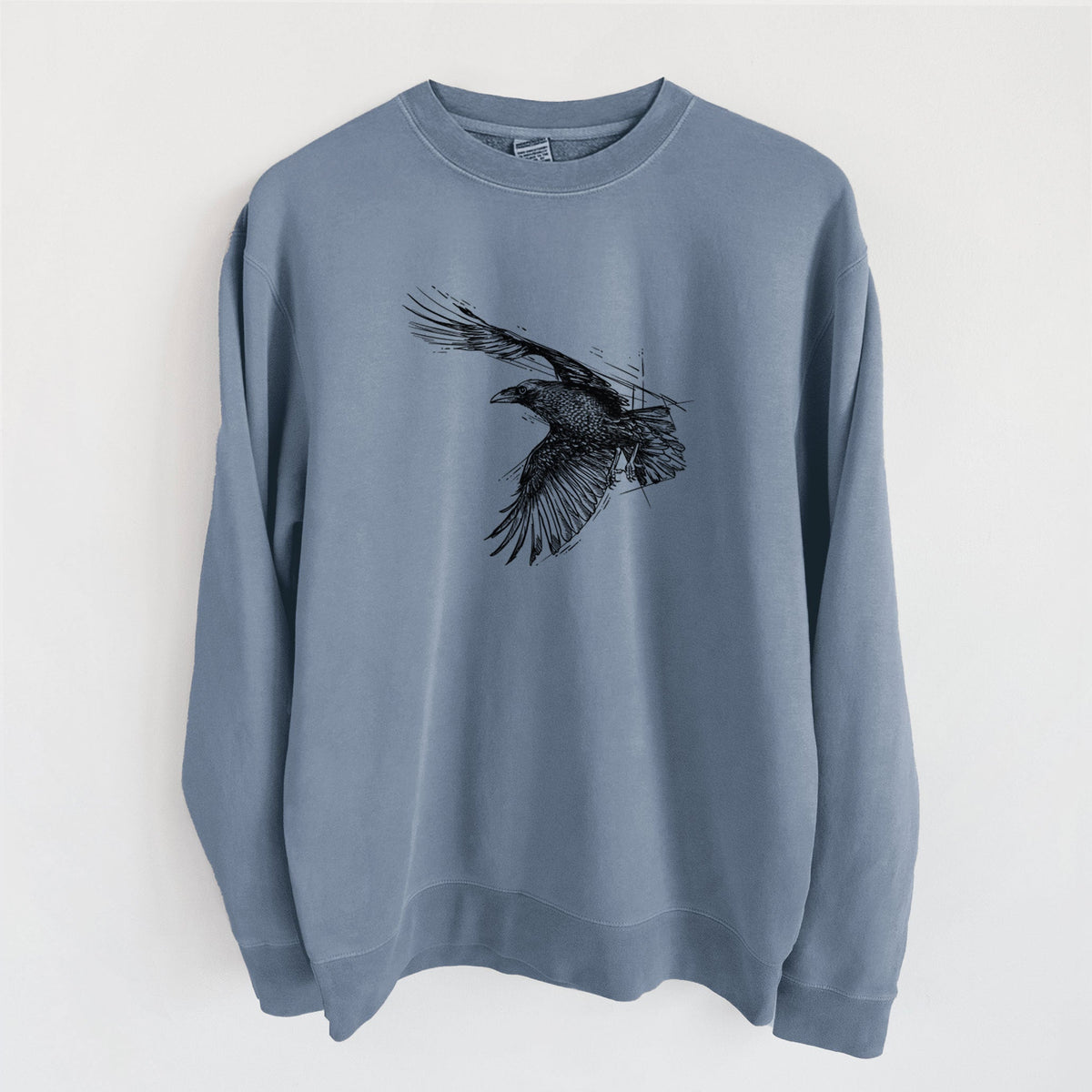 Flying Raven - Corvus corax - Unisex Pigment Dyed Crew Sweatshirt
