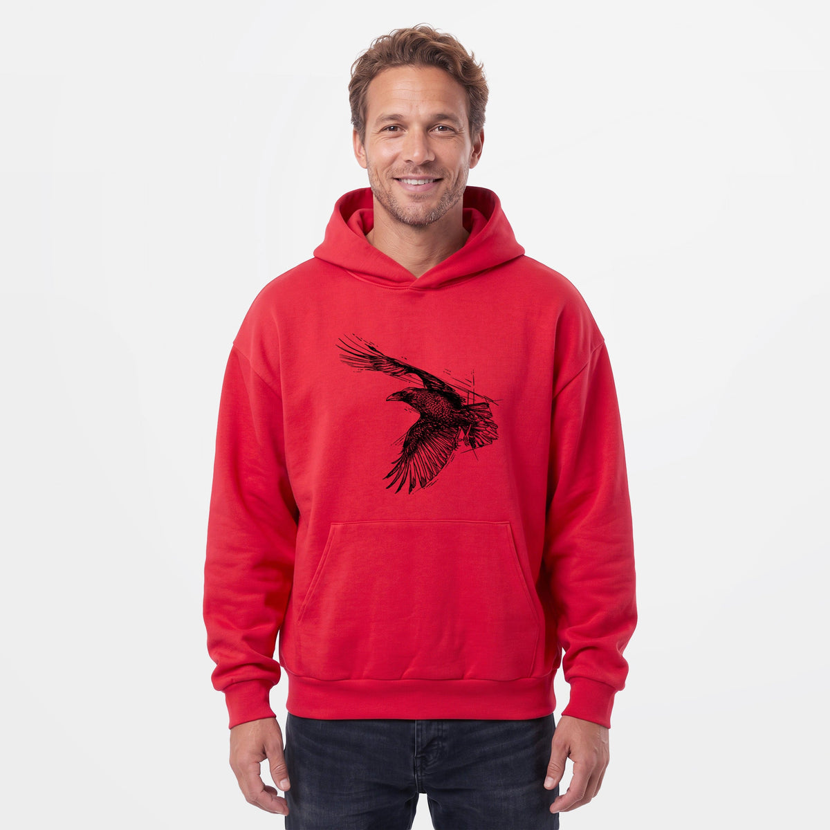 Flying Raven - Corvus corax  - Statement Midweight Hoodie