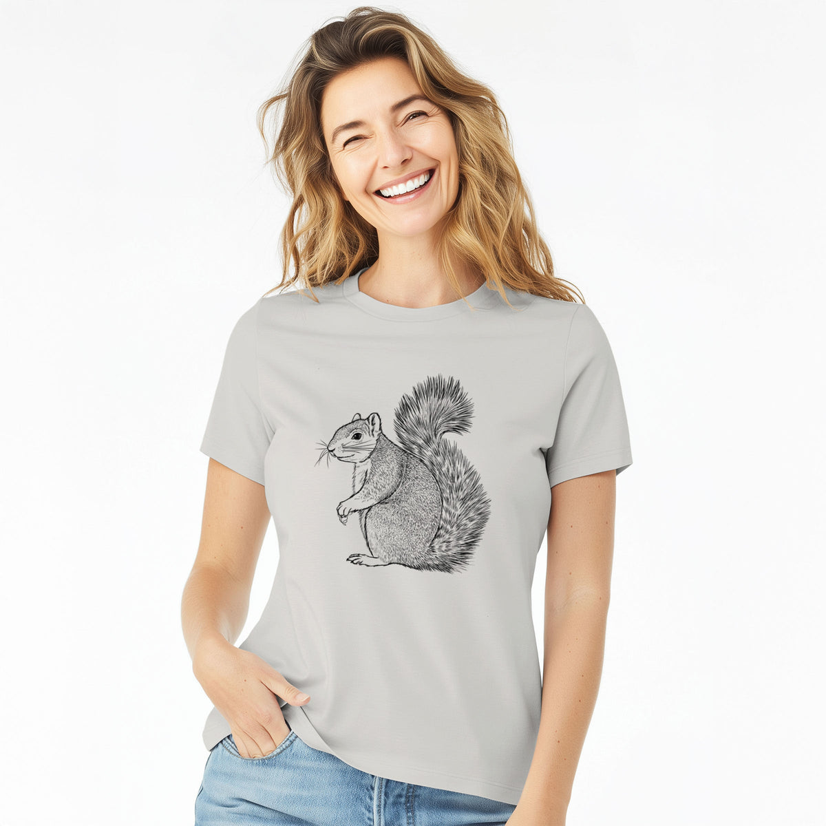 Eastern Fox Squirrel - Sciurus niger - Women's Lightweight Relaxed Fit 100% Cotton Crewneck
