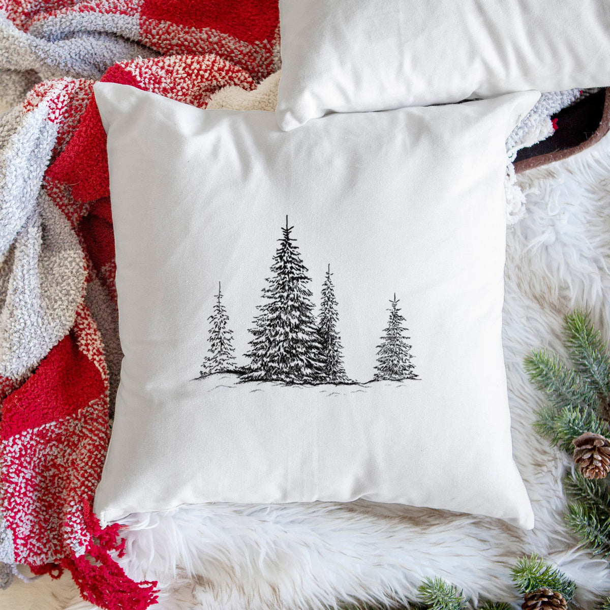 Frosted Evergreens - Throw Pillow Cover