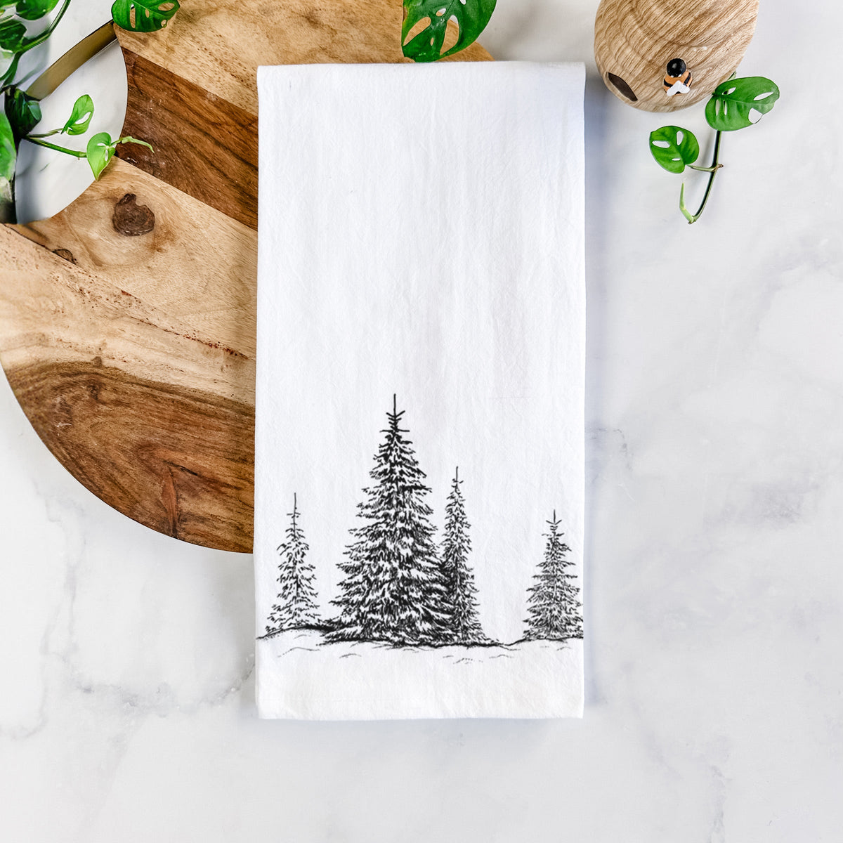 Frosted Evergreens Tea Towel