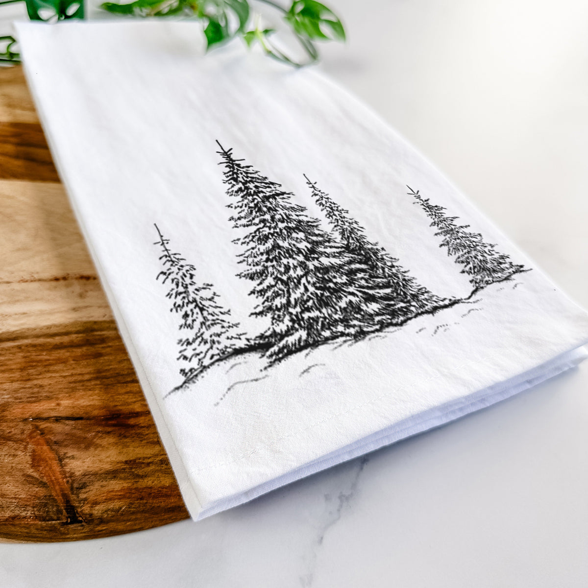 Frosted Evergreens Tea Towel