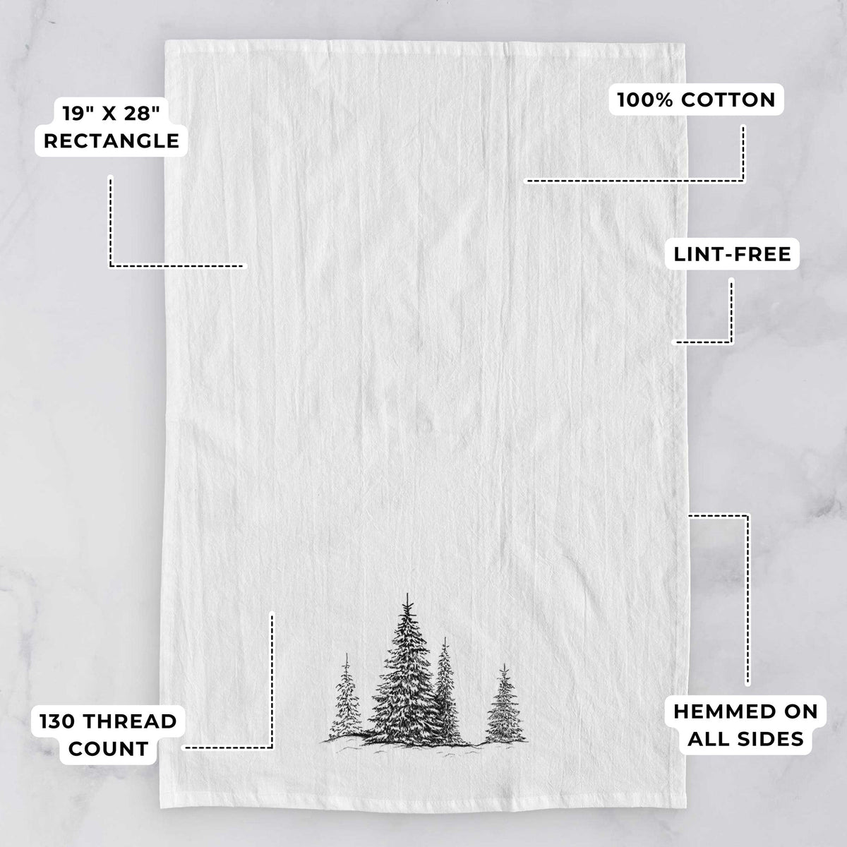 Frosted Evergreens Tea Towel