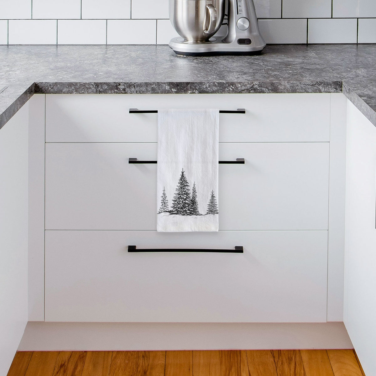 Frosted Evergreens Tea Towel