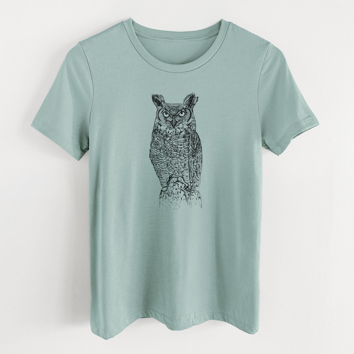 Bubo virginianus - Great Horned Owl - Women's Lightweight Relaxed Fit 100% Cotton Crewneck