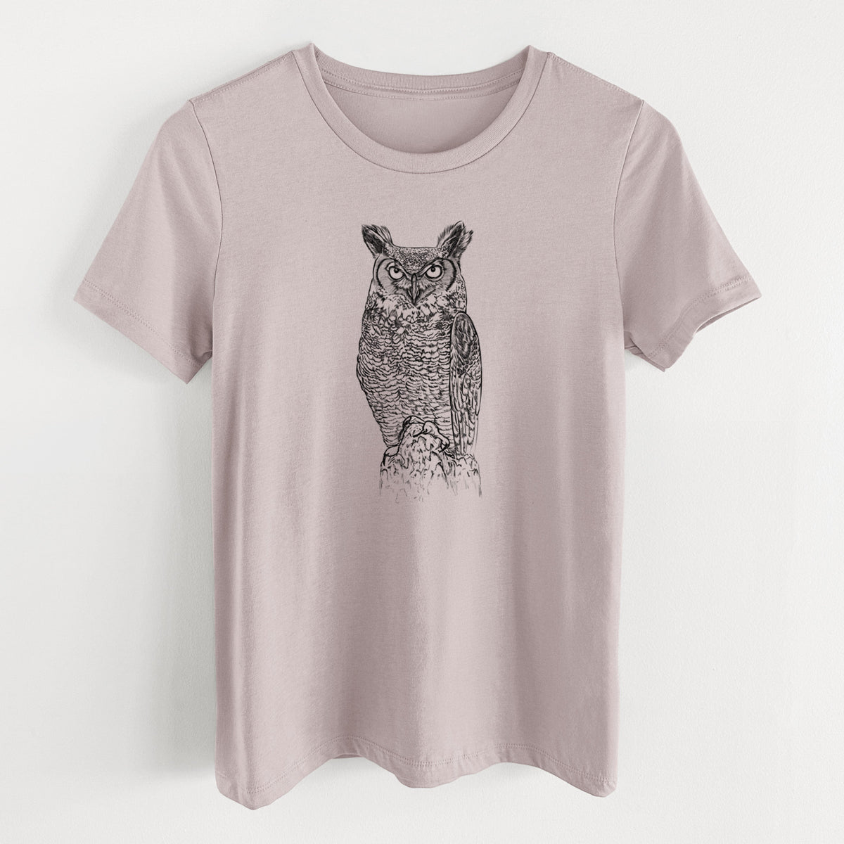 Bubo virginianus - Great Horned Owl - Women's Lightweight Relaxed Fit 100% Cotton Crewneck