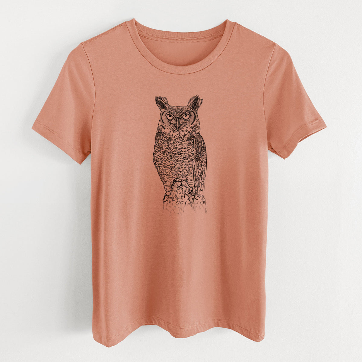 Bubo virginianus - Great Horned Owl - Women's Lightweight Relaxed Fit 100% Cotton Crewneck