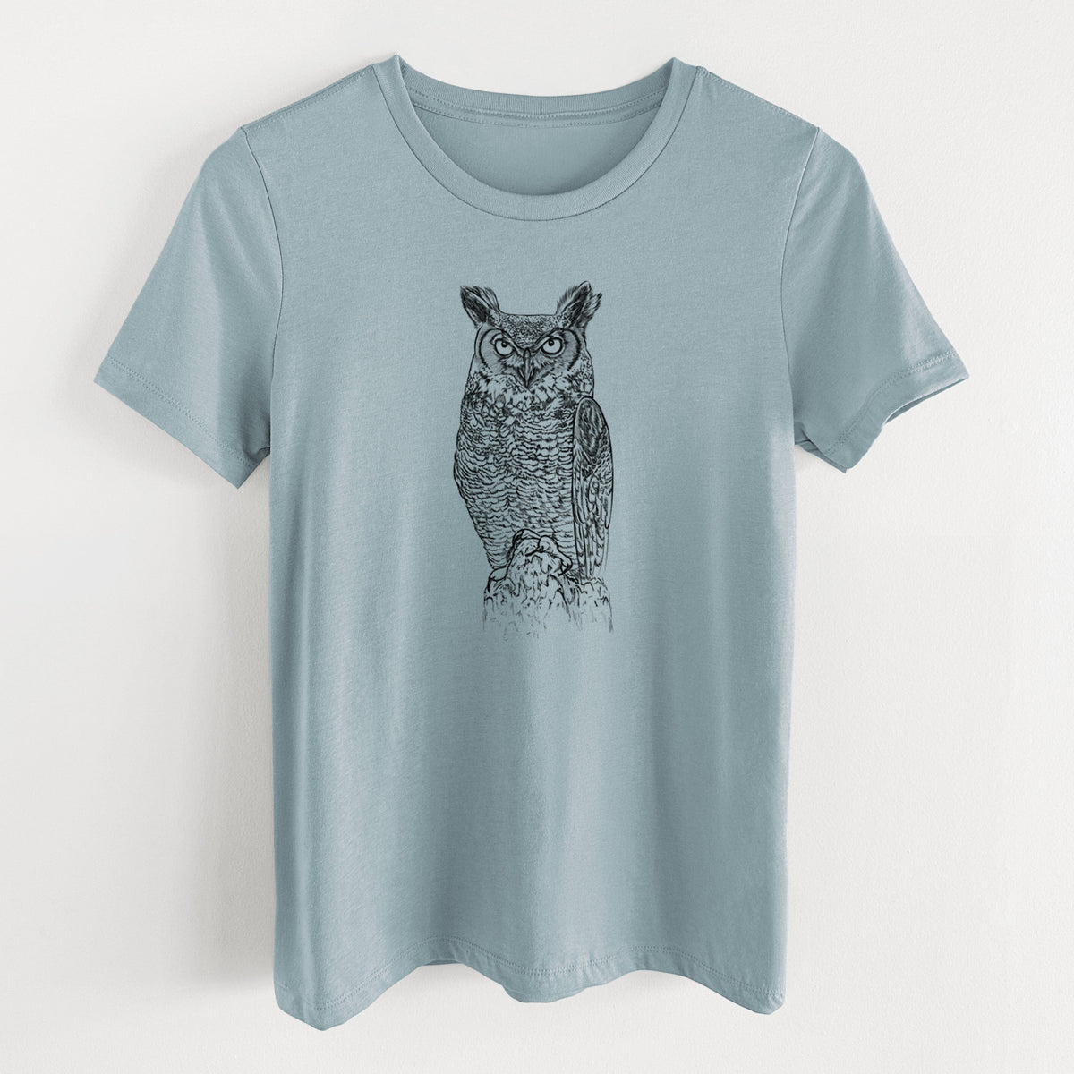 Bubo virginianus - Great Horned Owl - Women's Lightweight Relaxed Fit 100% Cotton Crewneck