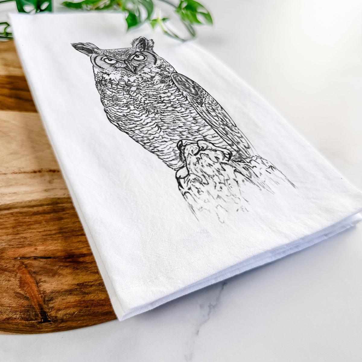 Bubo virginianus - Great Horned Owl Tea Towel