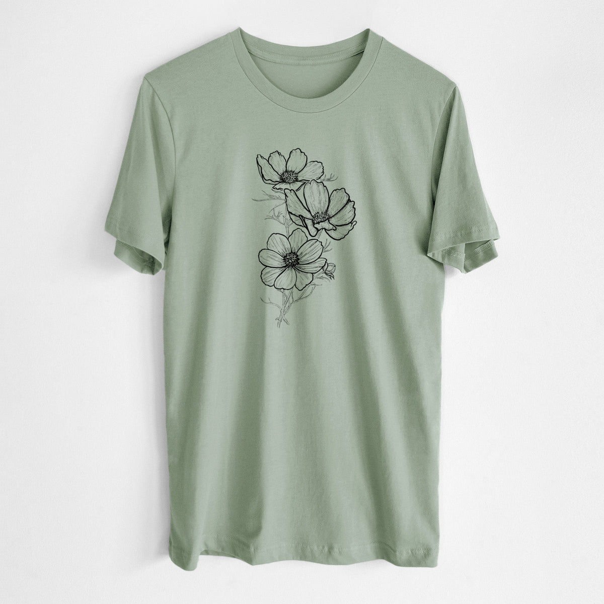 Garden Cosmos - Apollo White Cosmos bipinnatus - Lightweight 100% Cotton Unisex Crewneck