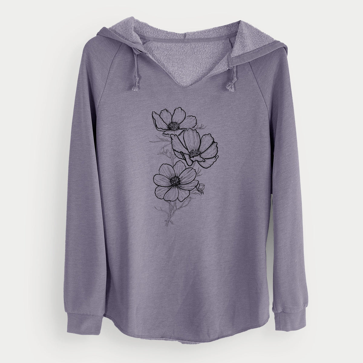 Garden Cosmos - Apollo White Cosmos bipinnatus - Cali Wave Hooded Sweatshirt