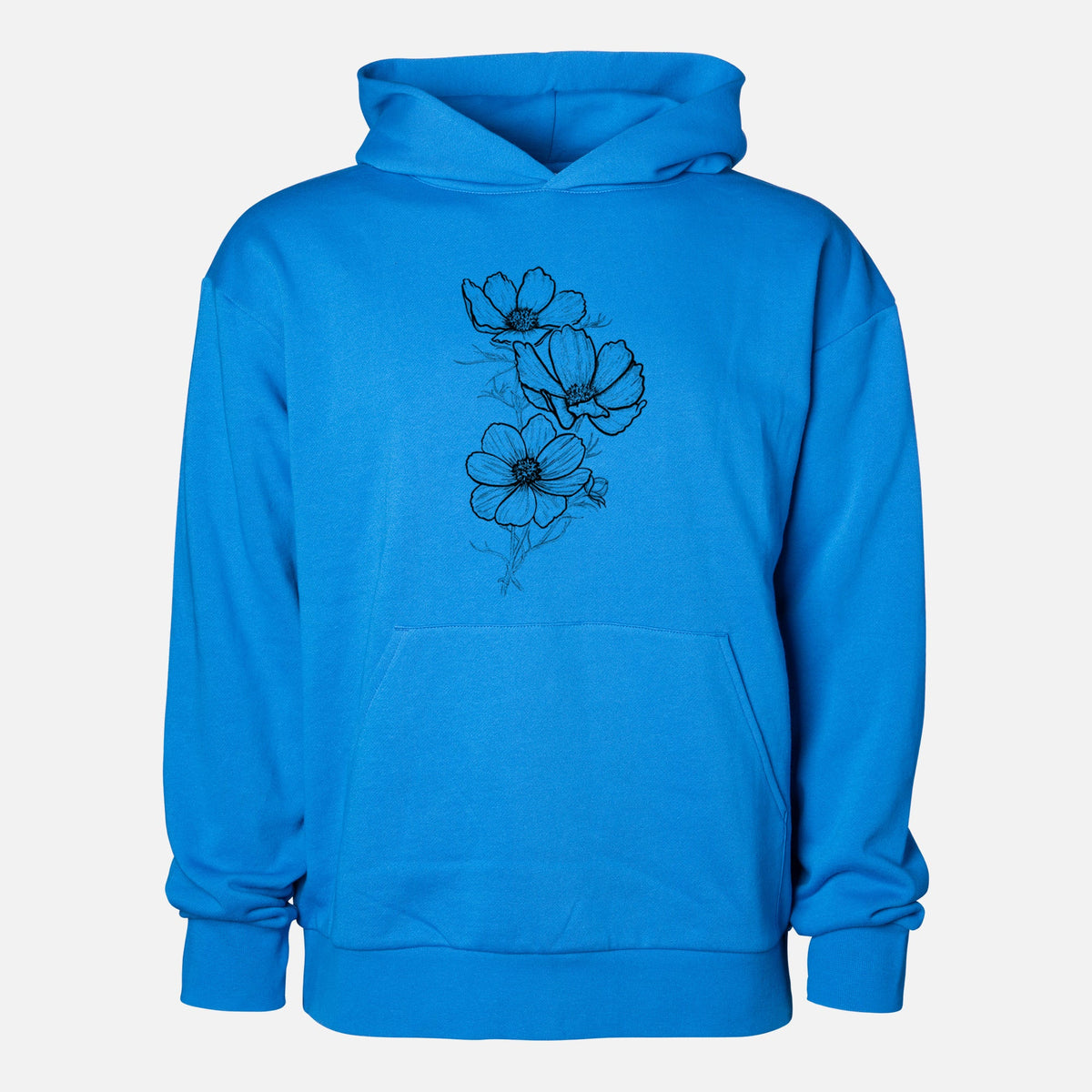 Garden Cosmos - Apollo White Cosmos bipinnatus  - Statement Midweight Hoodie
