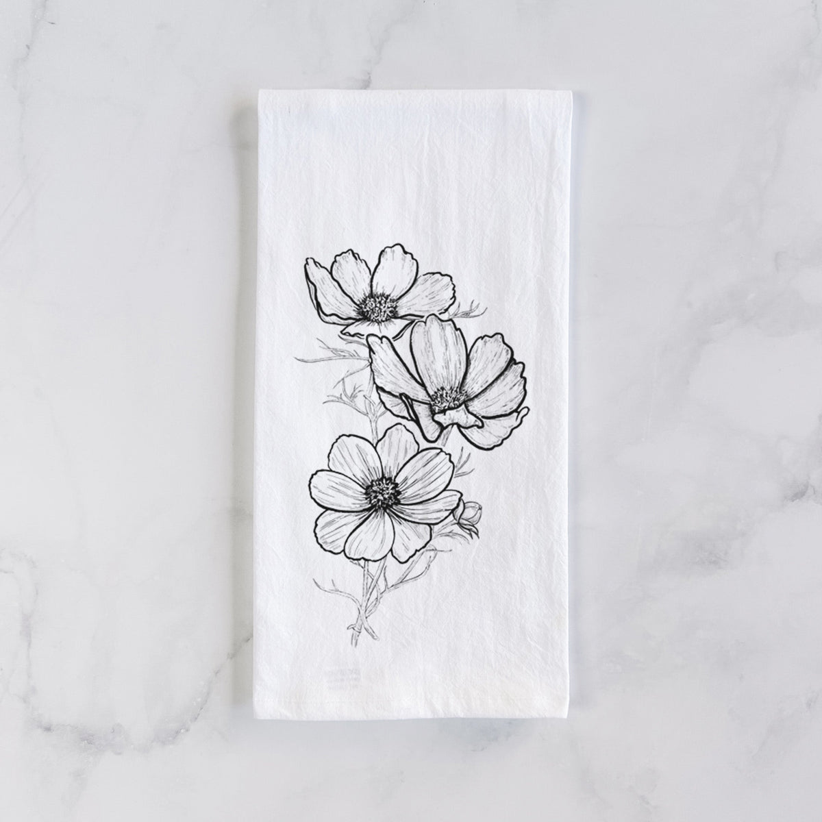 Garden Cosmos - Apollo White Cosmos bipinnatus Tea Towel
