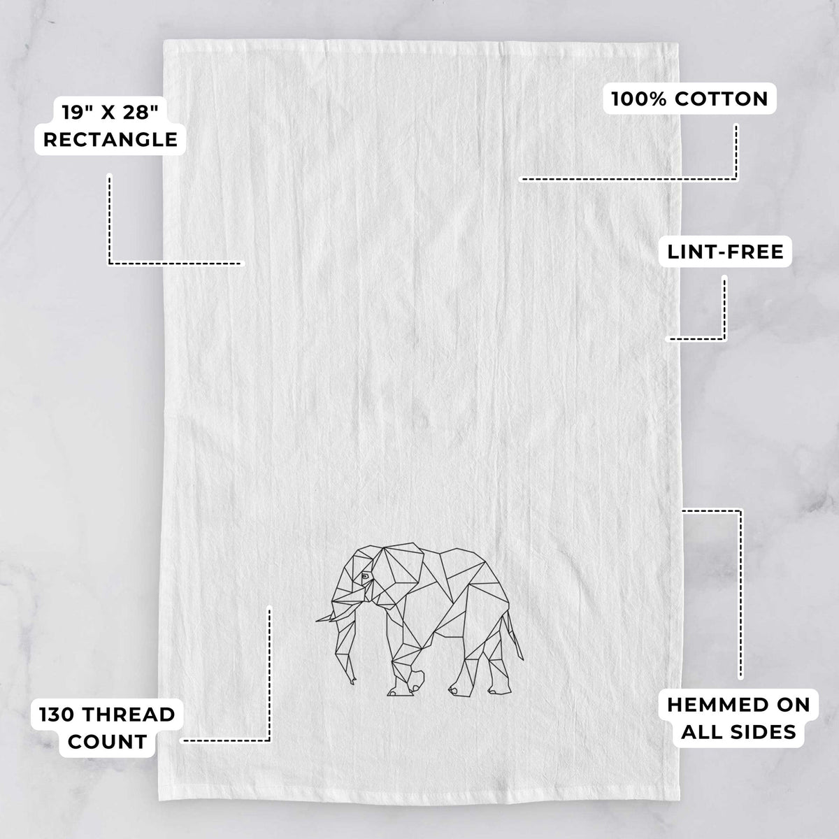 Geometric Elephant Tea Towel