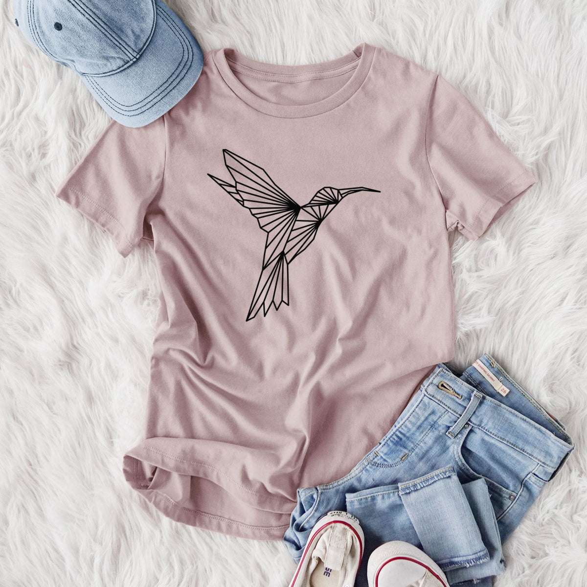 Geometric Hummingbird - Women's Lightweight Relaxed Fit 100% Cotton Crewneck