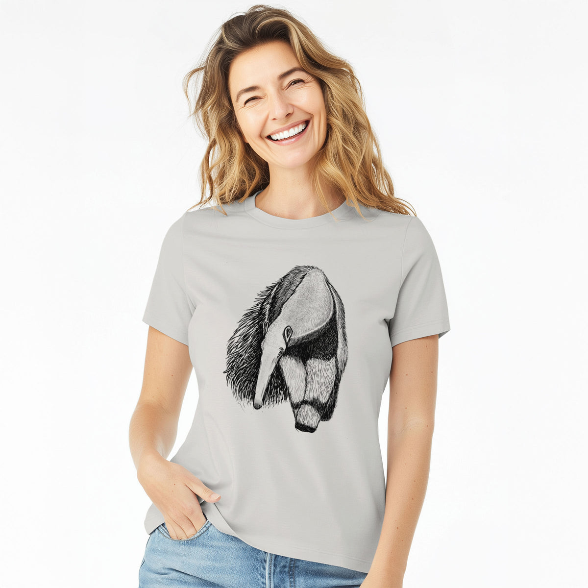 Giant Anteater - Myrmecophaga tridactyla - Women's Lightweight Relaxed Fit 100% Cotton Crewneck