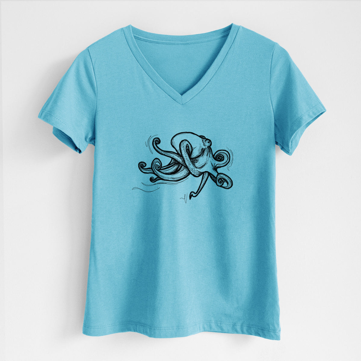 Giant Pacific Octopus - Women's Lightweight Relaxed Fit 100% Cotton V-neck