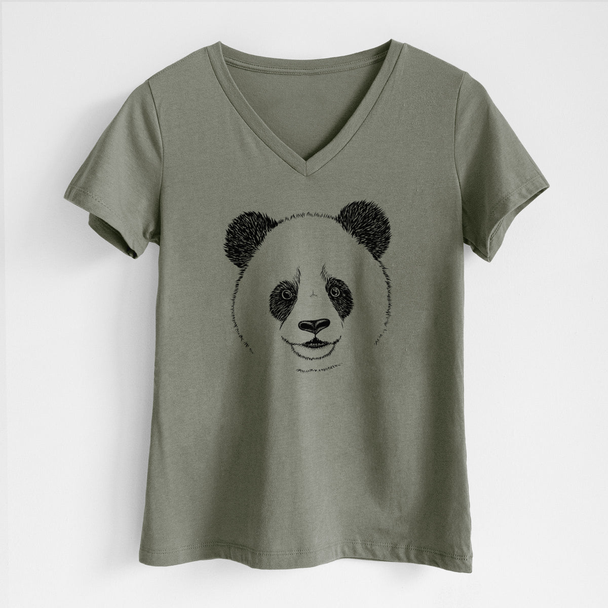 Giant Panda - Women's Lightweight Relaxed Fit 100% Cotton V-neck
