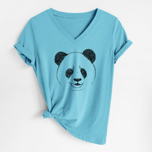 Giant Panda - Women's Lightweight Relaxed Fit 100% Cotton V-neck